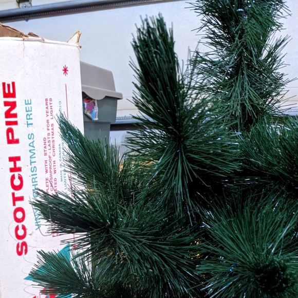 Vintage 1960s Astralite Scotch Pine Vinyl Christmas Tree + Stand | 2 Feet High - Picture 1 of 9